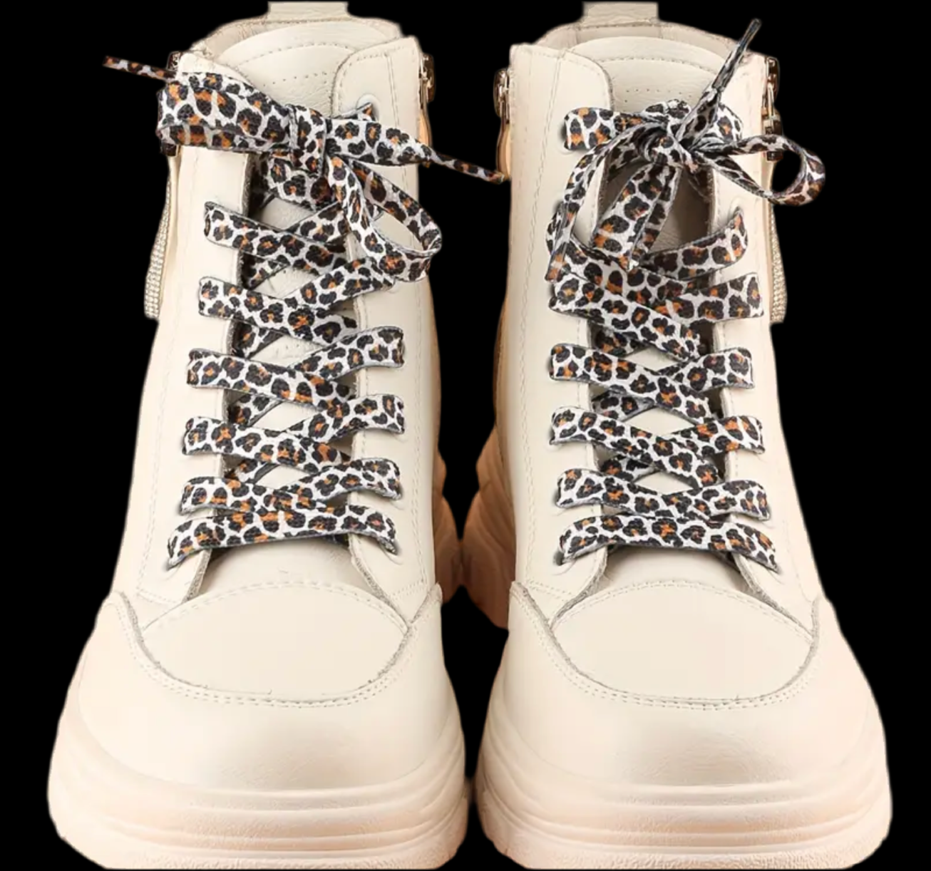 Lacet Camo Léeopard Blanc