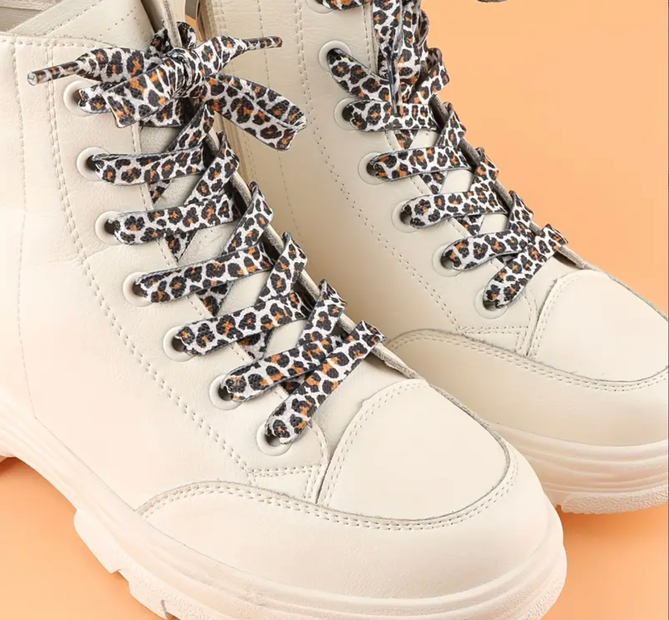 Lacet Camo Léeopard Blanc